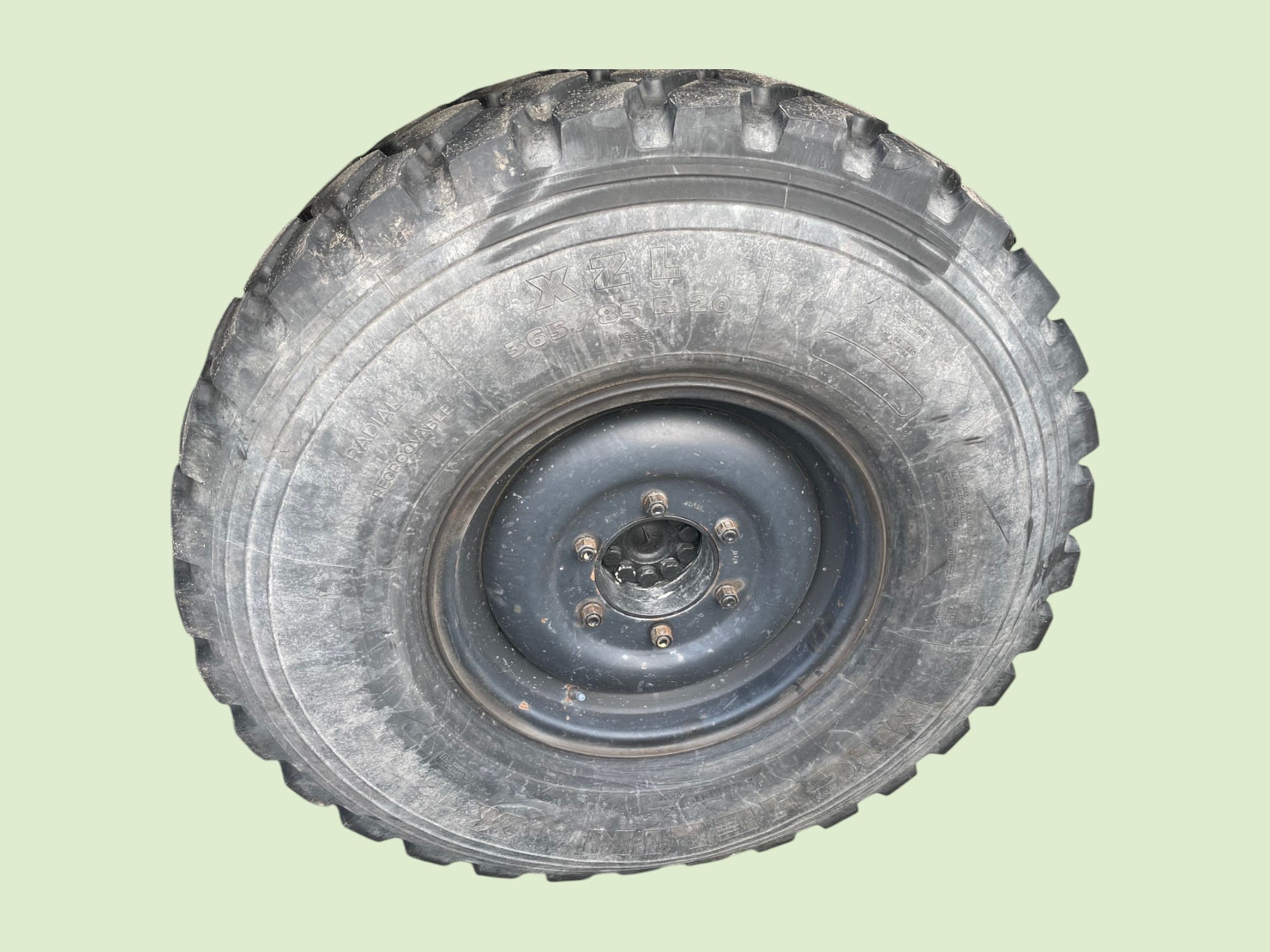 Gebruikte set van 4 stuks Michelin XZL 365/85R20 op 11x20 velgen - Bandenset210593u photoroom - 10593U