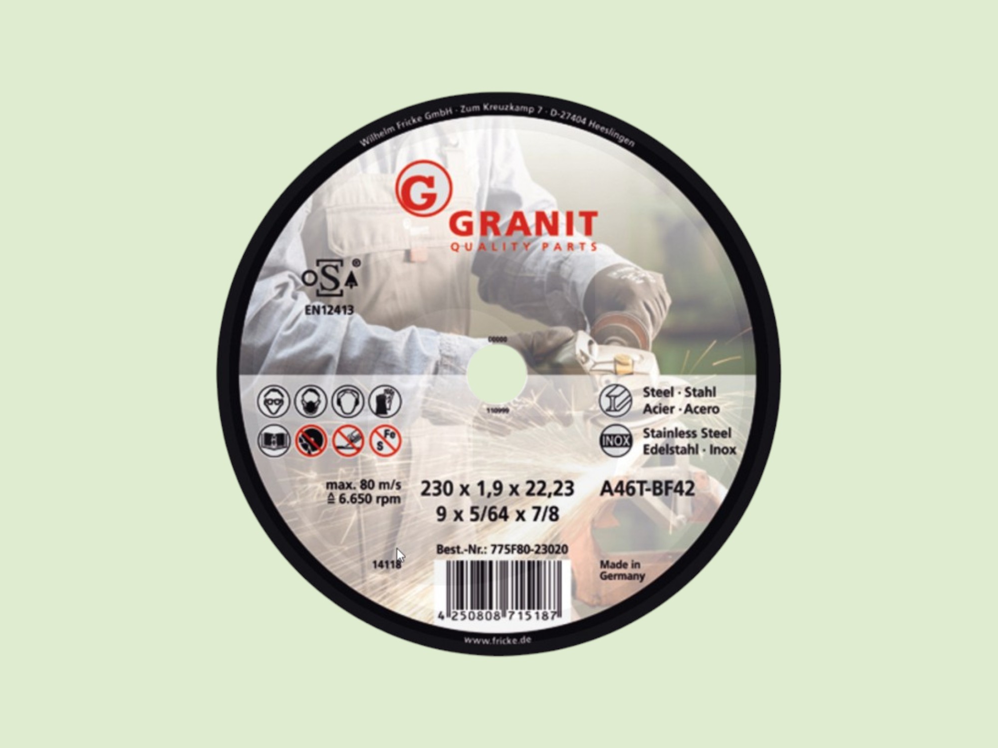 Doorslijpschijf 1x - Doorslijpschijf110346u - 10346U