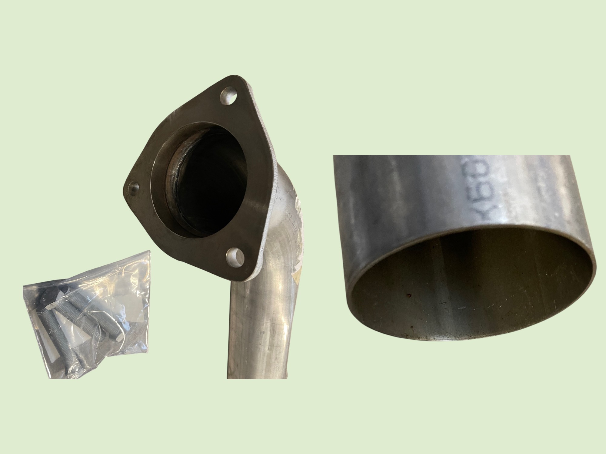Uitlaat voorpijp Unimog 435/437 incl 3 bouten en moeren spruitstuk - Uitlaat34374900319u photoroom - 4374900319U